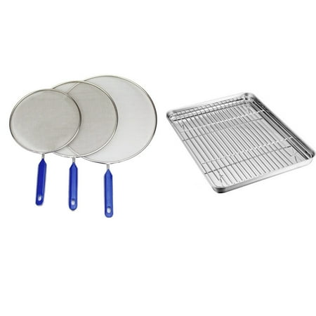 

Dedicated Double-Layer Stainless Steel Baking Tray with Grease Splatter Screen for Frying Pan Cooking