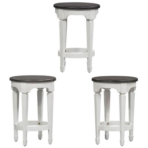 Home Square 3-Piece Furniture Allyson Park Console Stool Set in White