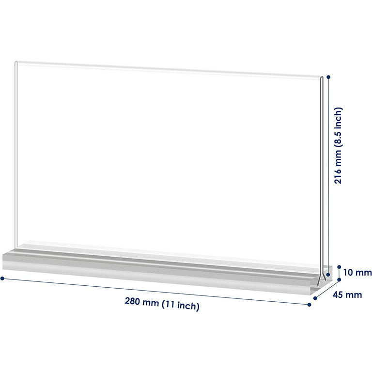 ALPINE INDUSTRIES 8.5″ X 11″ CLEAR ACRYLIC, T-SHAPED BASE, SIDE INSERT, TABLETOP  SIGN HOLDER – Alpine