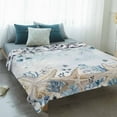 thumbnail image 4 of Blue Beige Coastal Blanket Soft Cozy Warm Twin Blanket for Bed, Plush Fuzzy Flannel Fleece Blankets for Sofa, Beach Starfish Summer Eucalyptus Ombre Throw Blankets for Couch, Gifts for Men, 60"x80", 4 of 9