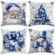 thumbnail image 4 of Blue Throw Pillow Covers 18*18 Inch Linen Farmhouse Cushion Covers for Couch Sofa Bedroom Christmas Decor (Pack of 4), 4 of 4