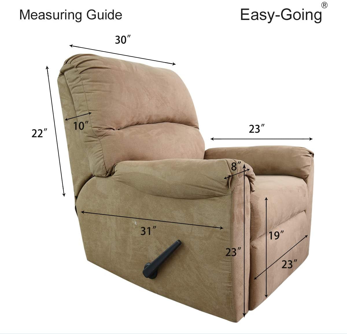 Easy-Going Reversible Water Resistant Recliner Cover with Elastic Straps, Peacock Blue/Beige