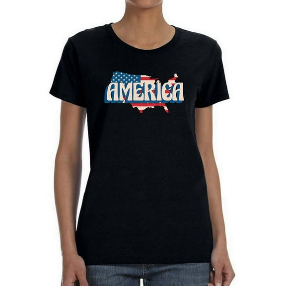 America Map Shaped T-Shirt Women -Smartprints Designs, Female 3X-Large