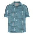 thumbnail image 5 of ZCFZJW Mens Hawaiain T-Shirts Casual Summer Short Sleeve Striped Color Block Printed Button Down Graphic Beach Shirts Loose Regular Fit Cotton Tees Tops Blue XXXL, 5 of 5