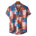 thumbnail image 5 of MIUOWANP Men's Short Sleeve Shirts Casual Hawaiian Style Print Button Lapel Beach Shirt Size L(8)Red, 5 of 9