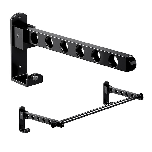 Creative Stacked Clothes Hanger Wall Mounted Wall Without Punching Retractable Clothes Hanger With Foldable Pole Bathroom And Balcony Clothes Hanger