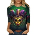 thumbnail image 2 of Aloohaidyvio Mardi Gras Clothing ,Womens Tops 3/4 Sleeve Shirts Round Neck Loose Casual Blouses Mardi Gras Tshirts, 2 of 5