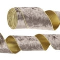 thumbnail image 1 of Uxcell 4" x 10 Yards Velvet Wired Gold Crushed Ribbon for Bow Decor Coffee, 1 of 7