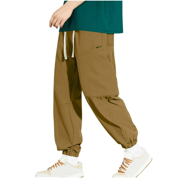EGNMCR Men's Lightweight Pants, Cargo Pants Men, Linen Pants Men, Mens Casual Loose Fit Elastic Waist Pants Men's Casual Daily Outdoor Beach Lightweight Breathable Pants Men Pants