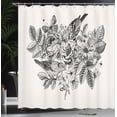 thumbnail image 3 of Ambesonne Vintage Botanical Shower Curtain, Wild Bouquet Art, 69"Wx70"L, Charcoal Grey and Off White, 3 of 4