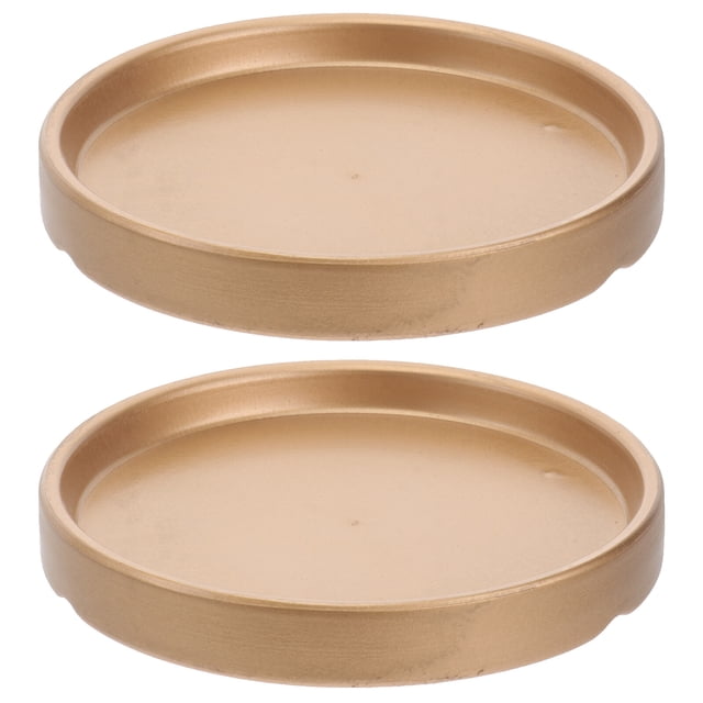 2PCS 11.5x11.5x1.5cm Ceramic Flowerpot Base Tray Drip Tray for Garden Balcony (Golden)