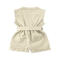 thumbnail image 2 of Combinaison à Col Rabattu Jambe Large Bébé Fille Romper avec Bande de Ceinture Sans Manches, 2 of 7