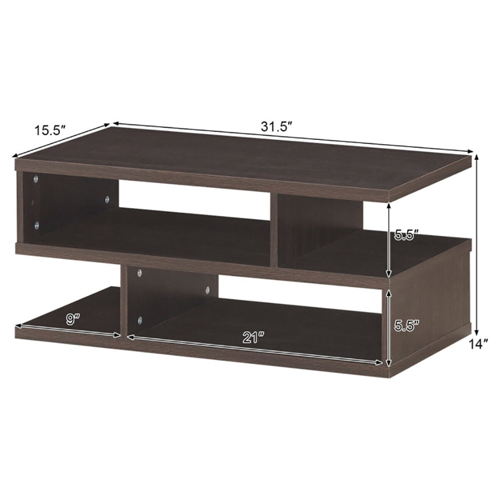 Finihen Rectangular Coffee Table, 3-Tier Rectangular Modern Coffee Table with Storage Shelf, for Living Room, Reception Room, Office, Brown Finihen Rectangular Coffee Table, 3-Tier Rectangular Modern Coffee Table with Storage Shelf, for Living Room, Reception Room, Office, Brown