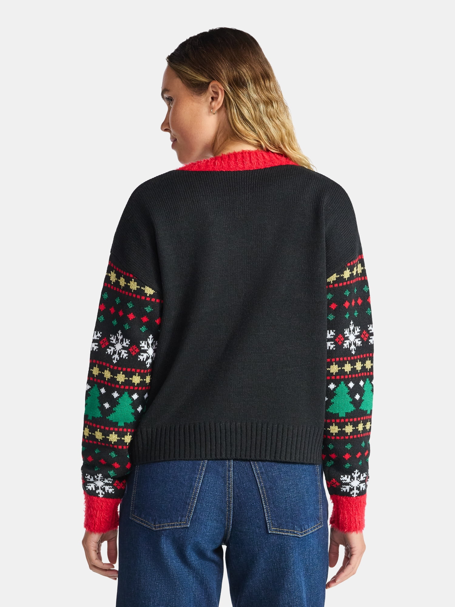 Women's Embellished Button Front Christmas Cardigan from Holiday Time, Sizes XS-XXXL