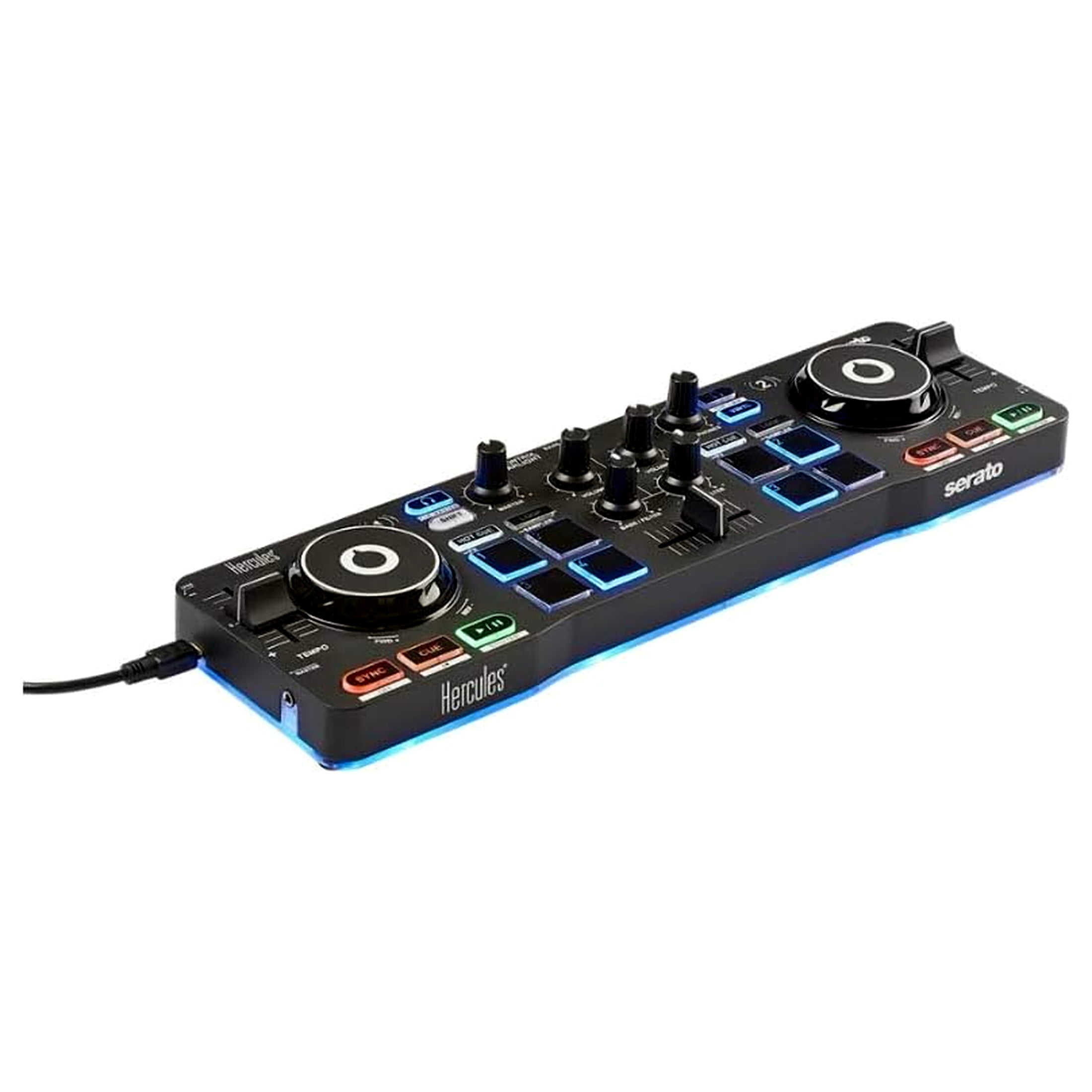 Hercules DJControl Starlight Pocket USB DJ Controller with Headphones & USB Hub