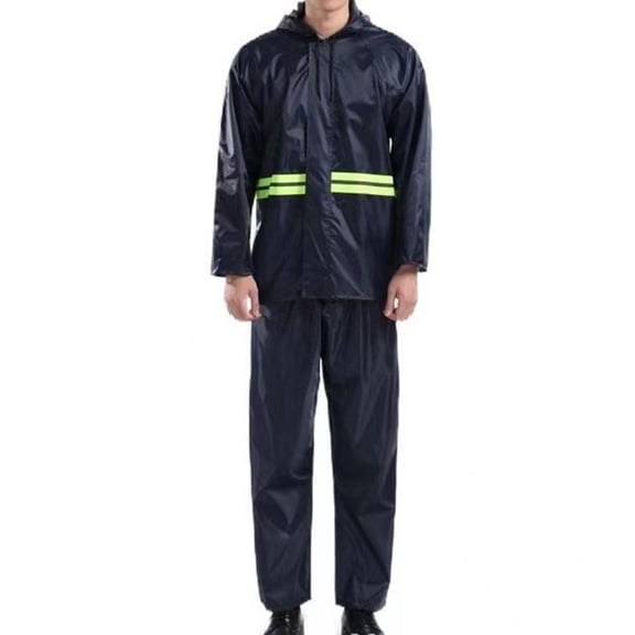 Waterproof Oxford Cloth Rain Suit for Adults, Hooded Rain Jacket & Rain Pants Set with Reflective Stripes, Windproof Waterproof Rainwear for Men Women, Motorcycle Fishing Cycling Outdoor Work