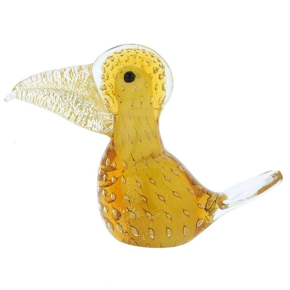 GlassOfVenice Murano Glass Bullicante Toucan - Topaz Gold
