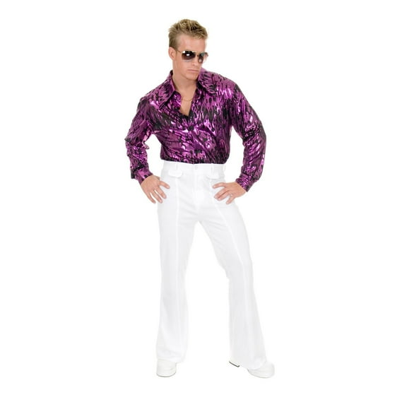 Halloween Flame Hologram Disco Shirt - Purple