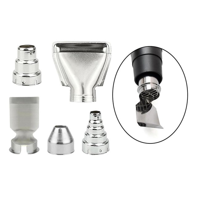 Kit de boquillas para pistola de calor, accesorios para pistola de calor Combinación de pistola de calor Boquilla de espátula Boquilla plana engrosada Boquilla de aire (5 piezas) LingWen 8390615983853