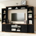 thumbnail image 2 of 98.8'' Wall Unit Entertainment Center with Bookshelves for TVs up to 80", Modern TV Stand Media Console with Cabinets and Adjustable Shelves for Living Room, Black, 2 of 9