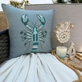 thumbnail image 3 of Throw Pillow Cover, Dull Blue 22"x22" (55x55 cm) Throw Pillow Covers, Linen Lobster, Embroidered Throw Pillows For Couch, Sea Creatures Pattern Beach Style Style - Lobster Cool, 3 of 10