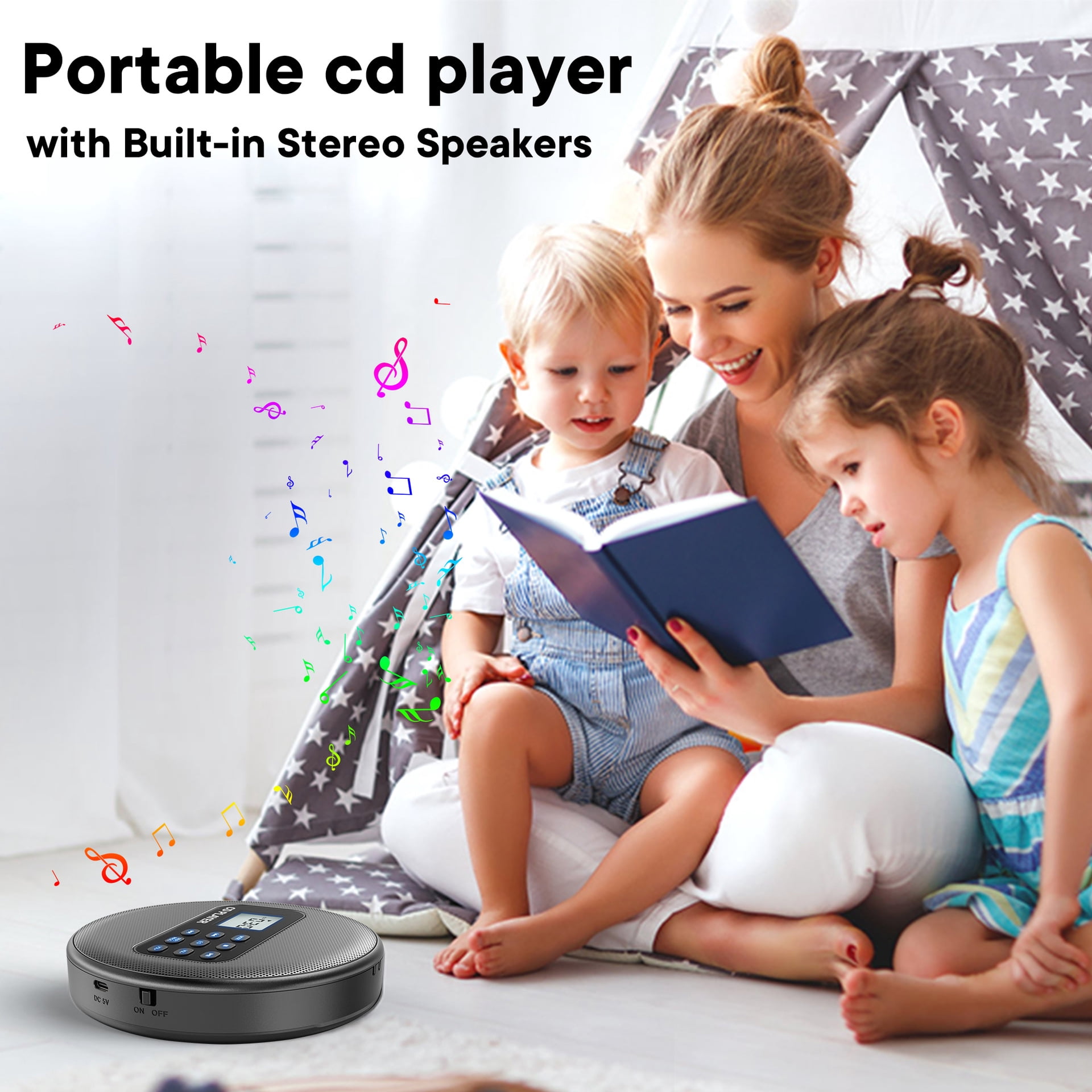 Triumphsoul Personal stereos with Dual Speaker CD Player Portable MP3 Compatible Compact Disc Album Player with Built in Stereo Sound