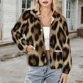 thumbnail image 3 of Jackets for Women Winter Coat Jackets Flannel Stand Collar Jacket(Leopard Spotted Texture Background,Size:S-4XL), 3 of 7