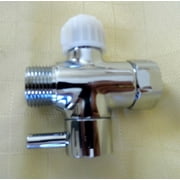 T-adapter Chrome plated Brass for Bathroom, Toilet, Shower, Sprayer, Bidet. 7/8 inch female. 7/8 inch male and 1/2 inch male Connections with 1/4 to 3/8 inch hose attachment.