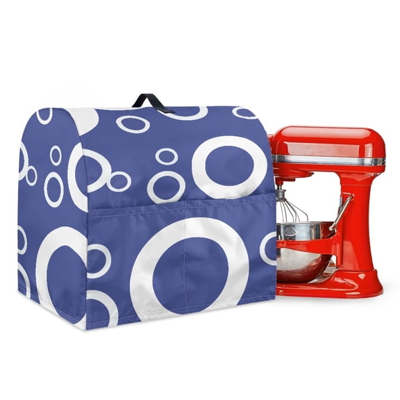 FOR U DESIGNS Circle Blue Stand Mixer Cover compatible with Kitchen Aid Mixer Portable Mixer Dust Covers Multi Pockets Compatible with Kitchen Aid 6-8 Quart Bowl Lift - L