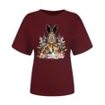 thumbnail image 3 of UPPADA Femmes Heureux Easter T-Shirt Bunny Lapin Graphique T-Shirt Manche Courte Drôle Lettres Imprimées Chemises Manche Courte Col Rond Tuniques Hauts Vin,TG, 3 of 5