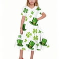 thumbnail image 6 of SERTG Girls St Patricks Day Theme Dress A-Line Skater Short Sleeve Stretch School Recital Performance Twirl Comfort Fit Holiday Celebration Outfit(Green#5,13-14 Years), 6 of 6