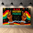 thumbnail image 7 of Colorful Black History Month Themed Banner with Raised Fist and Cuffed Hands Elements Background Backdrop for Celebrations Events Party Decorations Community Gatherings Educational Programs, 7 of 7