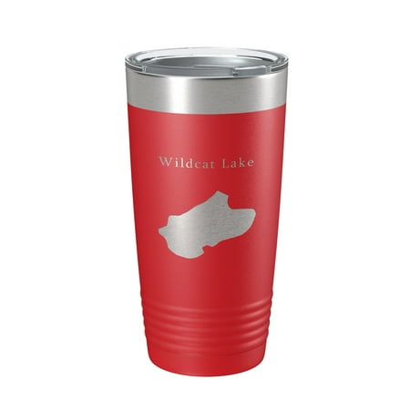 

Wildcat Lake Map Tumbler Travel Mug Insulated Laser Engraved Coffee Cup Banner Elk North Carolina 20 oz Red