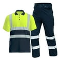 thumbnail image 3 of 2 Pieces High Visibility Shirts for Men Outdoor Work Safety Quick Dry Shirts Loose Fit Button Collared Short Sleeve Tops Casual Comfort Easy Care Long Pants Green XXXXL, 3 of 6