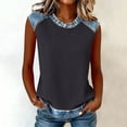thumbnail image 6 of Bosfbaoi Tank Tops for Women Waffle Knit Denim Trim Sleeveless Tops Crew Neck Casual Relaxed Fit Shirts for Summer Weekend and Street Style, 6 of 7