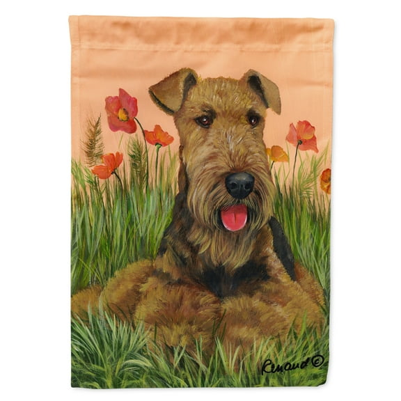 Carolines Treasures PPP3003GF Airedale Terrier Poppies Flag Garden Size  Small multicolor