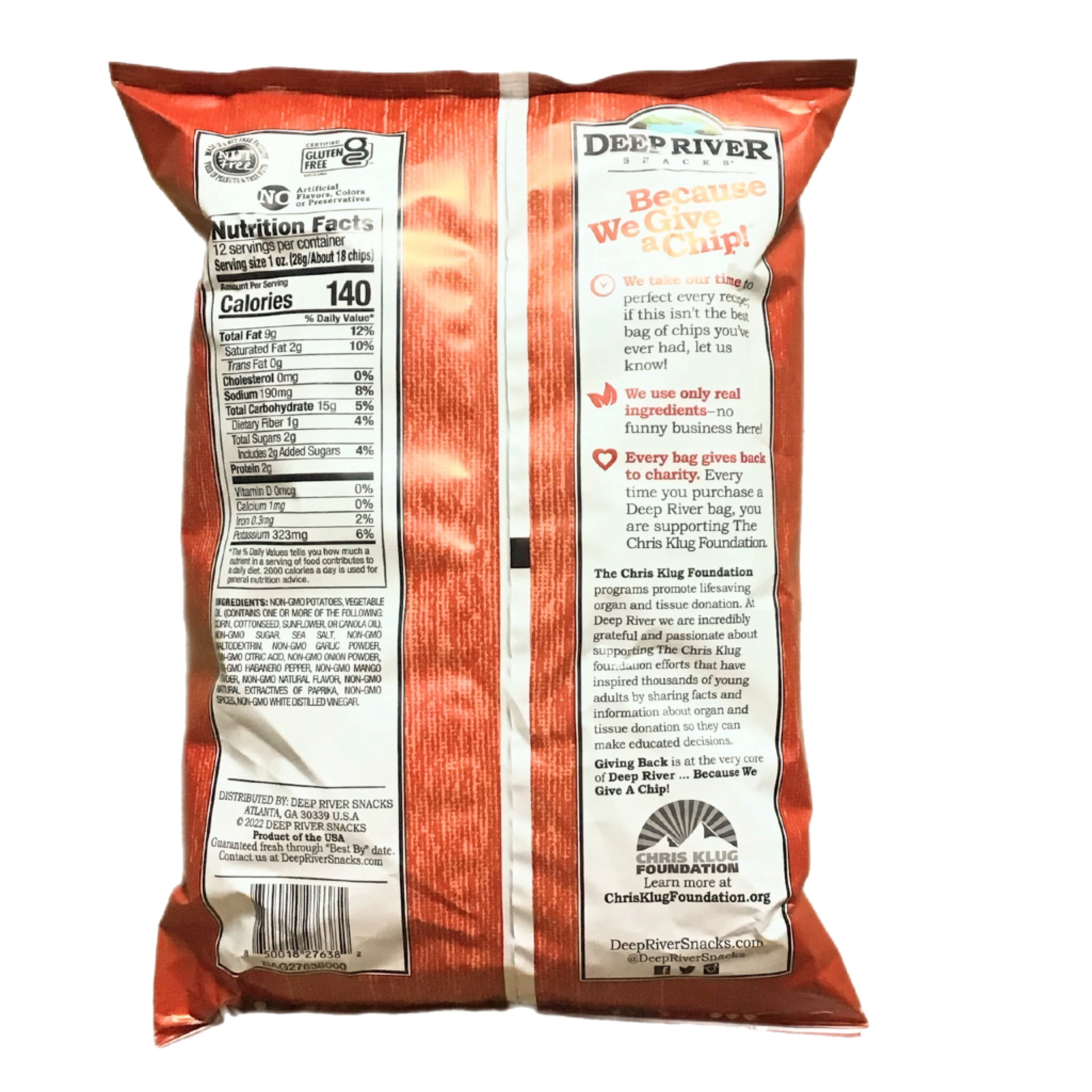 DEEP RIVER MANGO HABANERO KETTLE COOKED PATATO CHIPS PARTY SIZE 12 OZ GLUTEN FREE