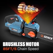 Senix Speedcut 60V Brushless Cordless Chainsaw, 18-Inch, 4Ah Battery & 3A Charger Included,CSX6-M1