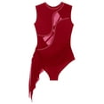 thumbnail image 5 of YEAHDOR Womens Lyrical Modern Dance Leotard Shiny Rhinestones Backless Rhythmic Gymnastics Leotard Burgundy XXL, 5 of 7