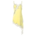 thumbnail image 5 of GEWSEY Lace Camisole Women Satin Tank Long Top Sleeveless Spaghetti Strap Silk Cami Shirt Asymmetrical Slip Dress Fashion (Yellow, L), 5 of 9