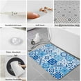 thumbnail image 4 of Kitchen Rugs and Mats,Moroccan Blue Tile Pattern Square Plaid 2 Piece Anti Fatigue Area Runner Rug Set Comfort Standing Floor Mat,Portuguese Tiles Traditional Non Slip Absorbent Doormats for Laundry, 4 of 6