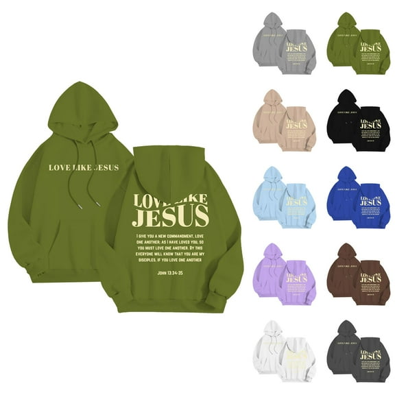 Christian Hoodies for Men 2025 Love Like Jesus Hoodie Long Sleeve Hooded Sweatshirt with Pockets Pullover Mens Hoodies