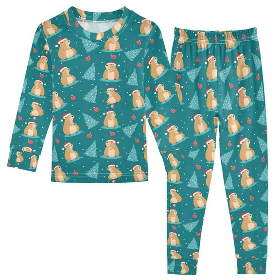 Pajama Capybara Christmas Cute Comfortable Cotton Two-piece Pajama Set