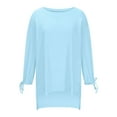 thumbnail image 5 of fatyb Women's Tops Drawstring 3/4 Length Sleeve Shirts Crewneck Comfy Casual Loose Blouses Tees, 5 of 7