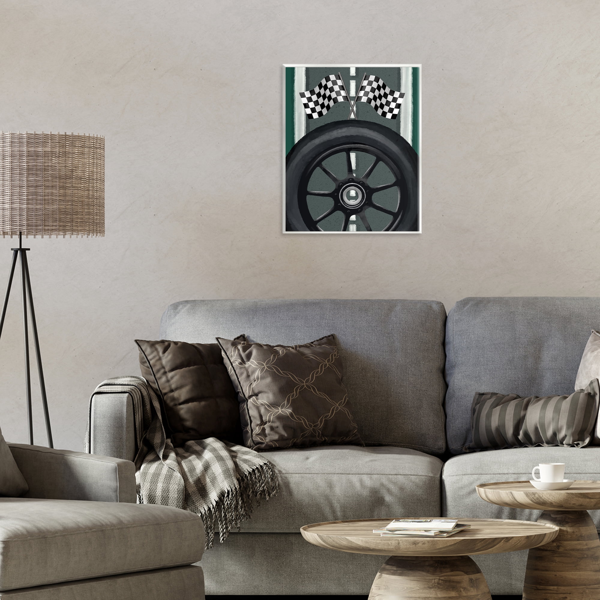 Stupell Industries Racetrack Flags & Tire Wall Plaque Art, design by Jennifer Stith