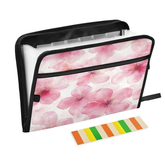 Organ Folder 14.2 x 0.8 x 10.6 Inches 13 Separate Pockets A4 Size Documents Folder A Sort Storage File Manager For The Home Office Beautiful Pink Flower