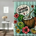 thumbnail image 2 of Awypu Home Bathtubs Bathroom Curtain Decoration Waterproof Shower Curtain Multiple Sizes Pineapple Cocktail Coconut with Lime Hibiscus Flowers and Palm Leaves Horizontal Invitation Banner White, 2 of 7