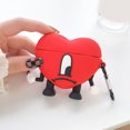 thumbnail image 3 of Funda protectora para auriculares, funda protectora de silicona con dibujos animados, inalámbricos por Bluetooth, con mosquetón, negro y rojo, 3 of 8
