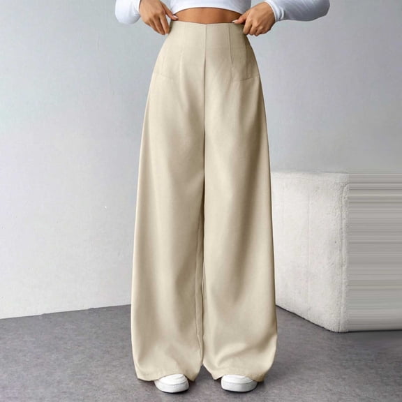 Aimik Women's High Waist Wide Leg Pants Seamless Waist Casual Trousers Relaxed Fit Suit Pants Multi Colors Available