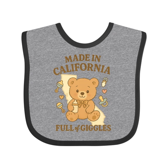 Inktastic Made in California Full of Giggles Teddy Bear Boys or Girls Baby Bib